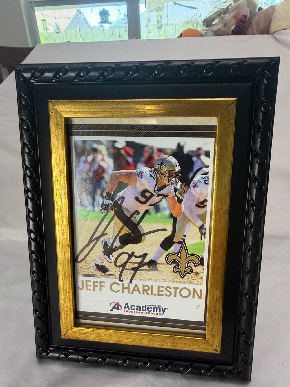 6x8 Signed Jeff Charleston New Orleans Saints Super Bowl XLIV Champ